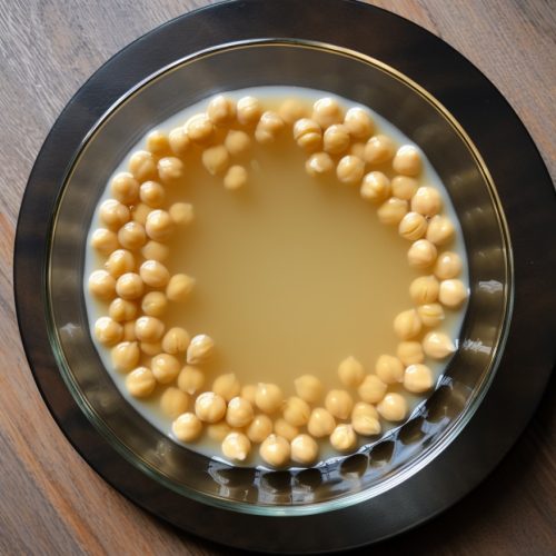 aquafaba egg white alternative in a bowl with chickpeas