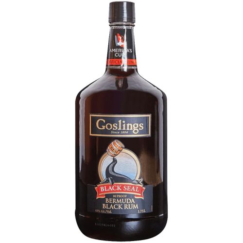 Goslings rum bottle, used for one of the world's most favorite ginger beer cocktails, the Dark & Stormy