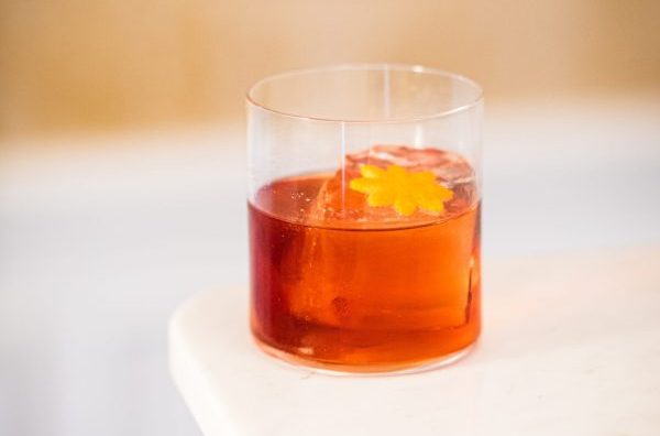 Boulevardier drink in a chilled glass