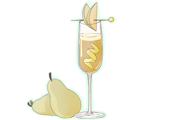 Pear Champagne Cocktail in champagne tall glass copy