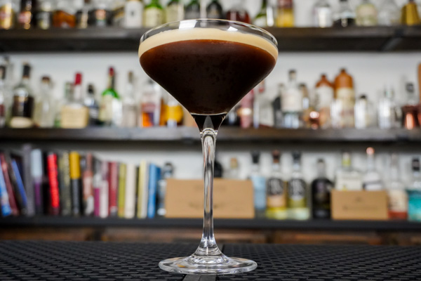 coffee martini with 2 ounces vodka and fresh espresso, which creates a drink with the colour of coffee
