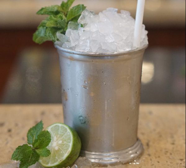 Kentucky Derby official cocktail with mint sprigs for garnish