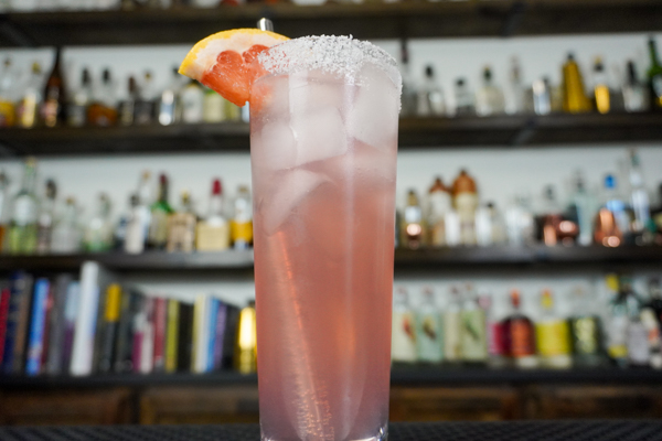 7. classic cocktail with club soda and kosher salt rim