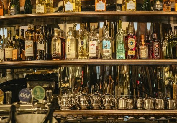 bottles of liquor on the back bar for the restaurant industry