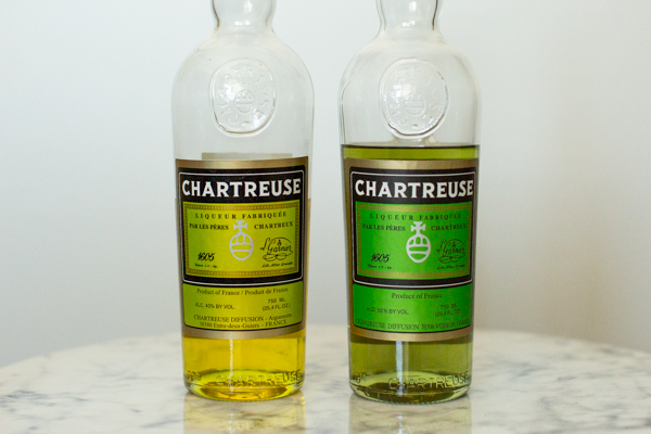 Chartreuse famous liqueur in yellow colours