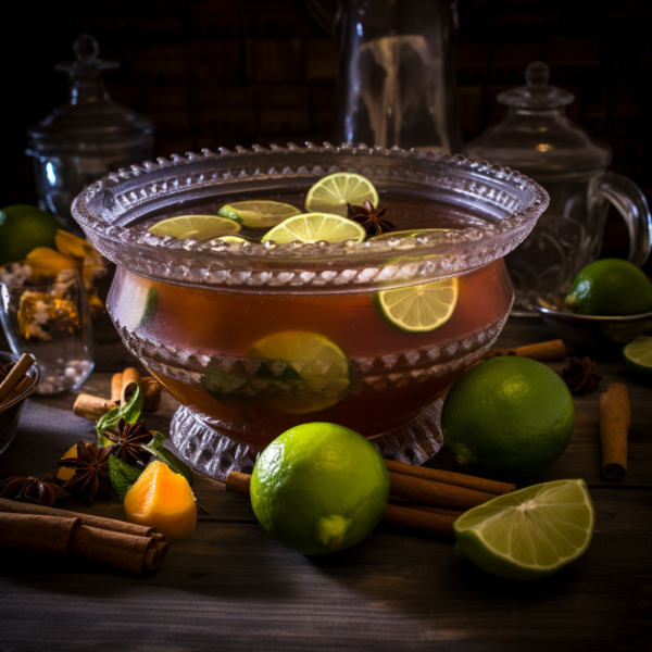 delicious punch with cinnamon sticks and 2 ounces Jamaican rum per serving