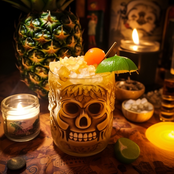 zombie halloween drink in skull cocktail glasses