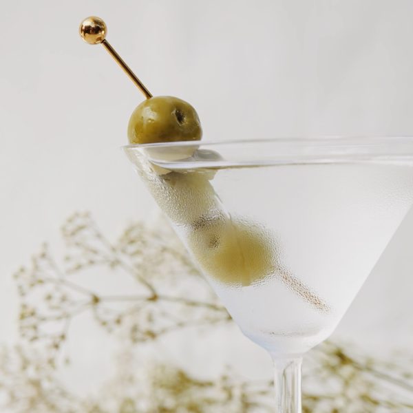 original gin martini with a cocktail pick