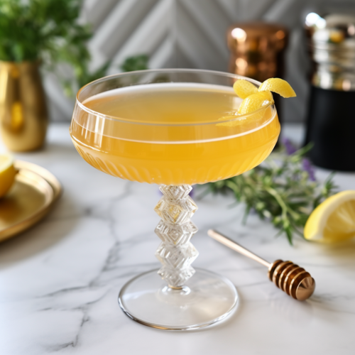 cocktail recipe with darker honey and 1 ounce lemon juice